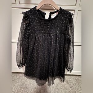 Zara Black Textured Dress with Sheer Details